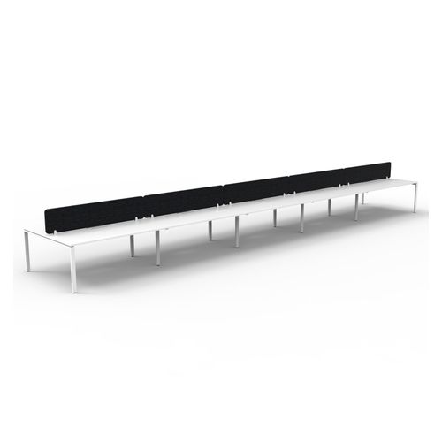 Rapid Deluxe Infinity Back to Back Workstation 10 Person With Black Eco Screen 1200Wmm per person White Profile Leg Natural White Top