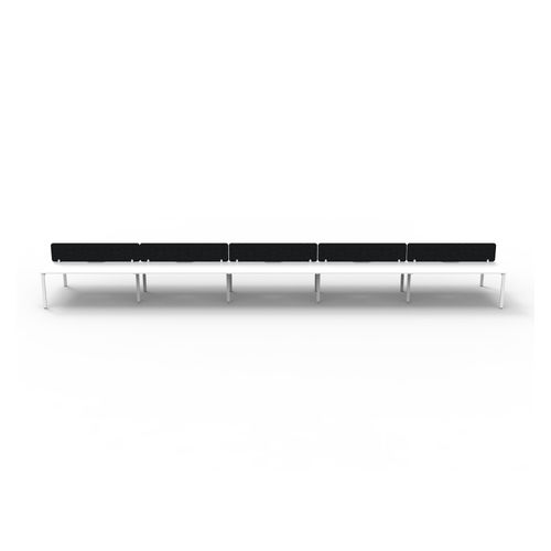 Rapid Deluxe Infinity Back to Back Workstation 10 Person With Black Eco Screen 1200Wmm per person White Profile Leg Natural White Top
