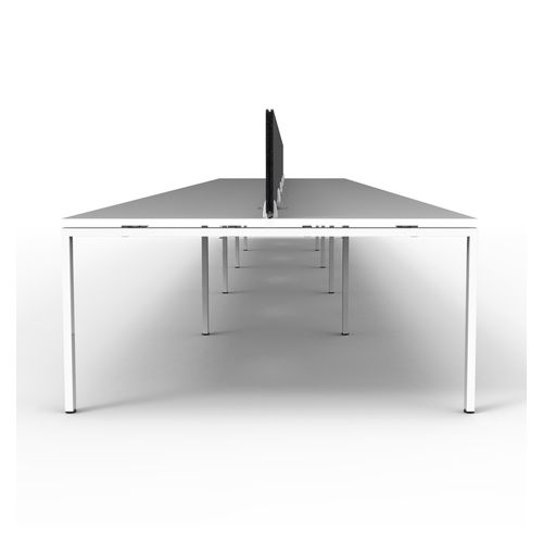 Rapid Deluxe Infinity Back to Back Workstation 10 Person With Black Eco Screen 1200Wmm per person White Profile Leg Natural White Top