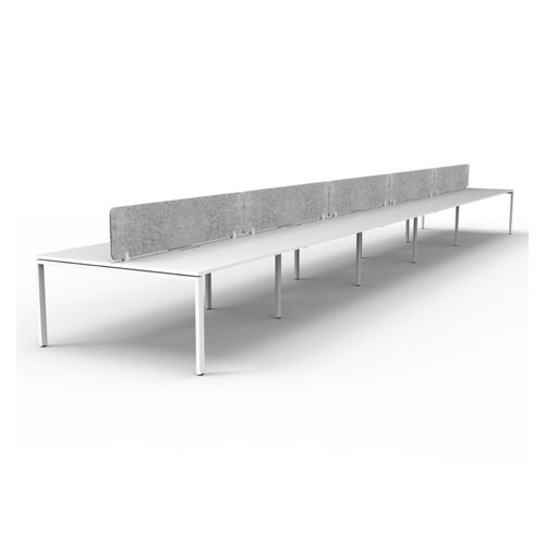 Rapid Deluxe Infinity Back to Back Workstation 10 Person With Grey Eco Screen 1200Wmm per person White Profile Leg Natural White Top