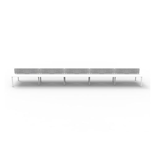 Rapid Deluxe Infinity Back to Back Workstation 10 Person With Grey Eco Screen 1200Wmm per person White Profile Leg Natural White Top