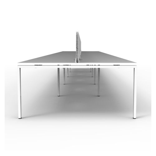 Rapid Deluxe Infinity Back to Back Workstation 10 Person With Grey Eco Screen 1200Wmm per person White Profile Leg Natural White Top
