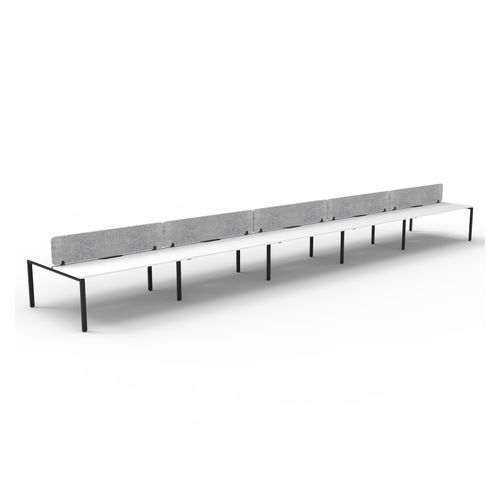 Rapid Deluxe Infinity Back to Back Workstation 10 Person With Grey Eco Screen 1500Wmm per person Black Profile Leg Natural White Top