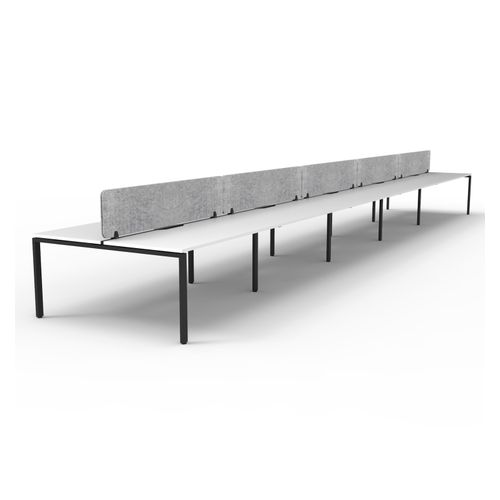 Rapid Deluxe Infinity Back to Back Workstation 10 Person With Grey Eco Screen 1500Wmm per person Black Profile Leg Natural White Top