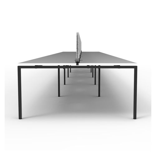 Rapid Deluxe Infinity Back to Back Workstation 10 Person With Grey Eco Screen 1500Wmm per person Black Profile Leg Natural White Top