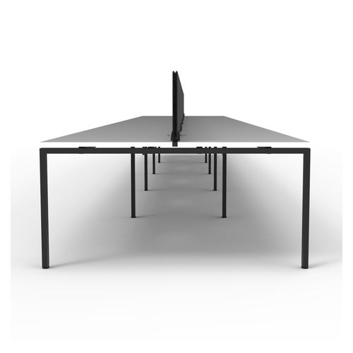 Rapid Deluxe Infinity Back to Back Workstation 10 Person With Black Eco Screen 1800Wmm per person Black Profile Leg Natural White Top
