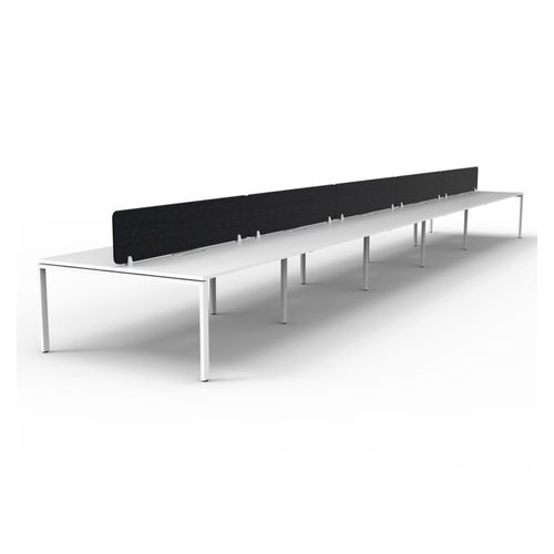 Rapid Deluxe Infinity Back to Back Workstation 10 Person With Black Eco Screen 1800Wmm per person White Profile Leg Natural White Top