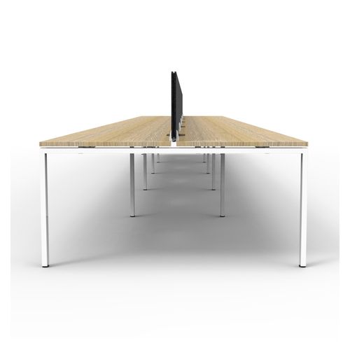 Rapid Deluxe Infinity Back to Back Workstation 10 Person With Black Eco Screen 1800Wmm per person White Profile Leg Natural Oak Top