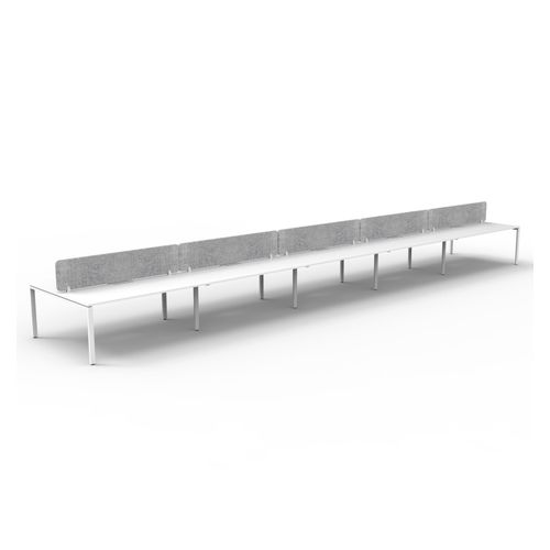 Rapid Deluxe Infinity Back to Back Workstation 10 Person With Grey Eco Screen 1800Wmm per person White Profile Leg Natural White Top