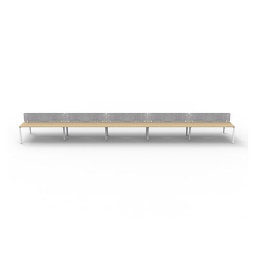 Rapid Deluxe Infinity Back to Back Workstation 10 Person With Grey Eco Screen 1800Wmm per person White Profile Leg Natural Oak Top