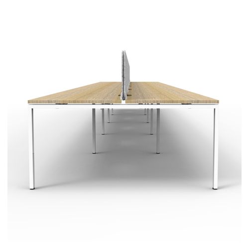 Rapid Deluxe Infinity Back to Back Workstation 10 Person With Grey Eco Screen 1800Wmm per person White Profile Leg Natural Oak Top