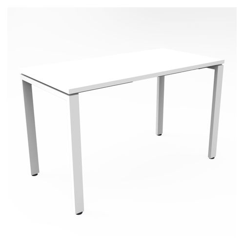 Deluxe Profile Steel Frame Table 1200mm White Steel Frame Natural White Top