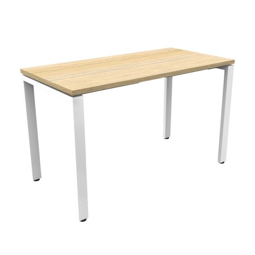 Deluxe Profile Steel Frame Table 1200mm White Steel Frame Natural Oak Top