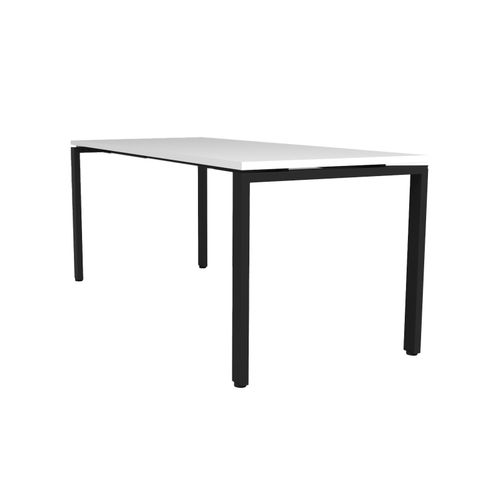 Deluxe Profile Steel Frame Table 1500mm Black Steel Frame Natural White Top