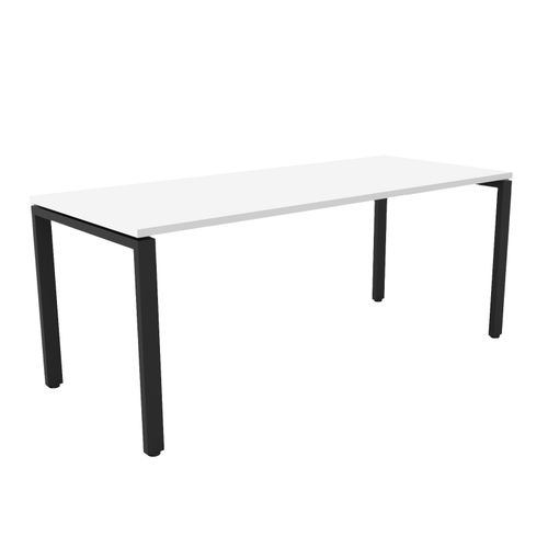 Deluxe Profile Steel Frame Table 1500mm Black Steel Frame Natural White Top