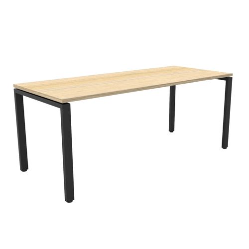 Deluxe Profile Steel Frame Table 1800mm Black Steel Frame Natural Oak Top