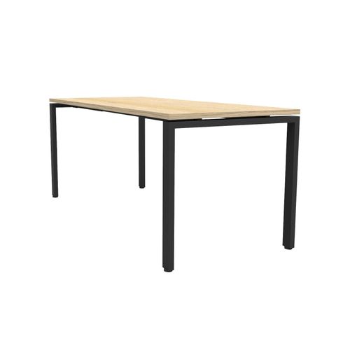 Deluxe Profile Steel Frame Table 1800mm Black Steel Frame Natural Oak Top