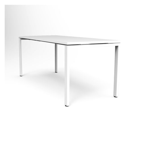 Deluxe Profile Steel Frame Table 1800mm White Steel Frame Natural White Top
