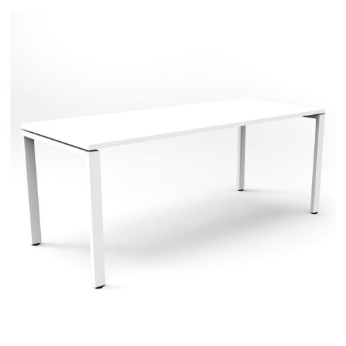 Deluxe Profile Steel Frame Table 1800mm White Steel Frame Natural White Top