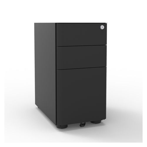 Eternity Slimline Mobile Pedestal 2 Box Drawers/1 File Drawer Black
