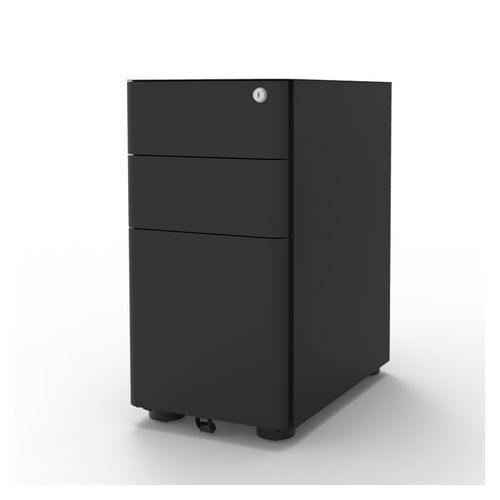 Eternity Slimline Mobile Pedestal 2 Box Drawers/1 File Drawer Black