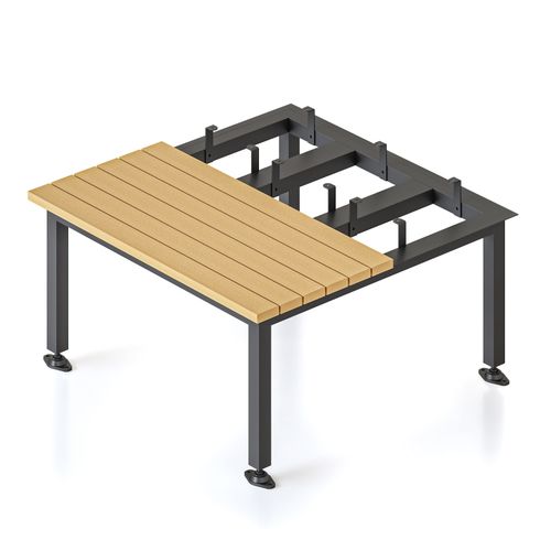 Rapid Bench Seat And Stand To Suit Bank of 3 Lockers Black/Teak
