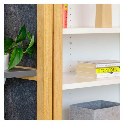 Rover Mobile Bookcase 1920mm H Timber & White with Grey Panelling
