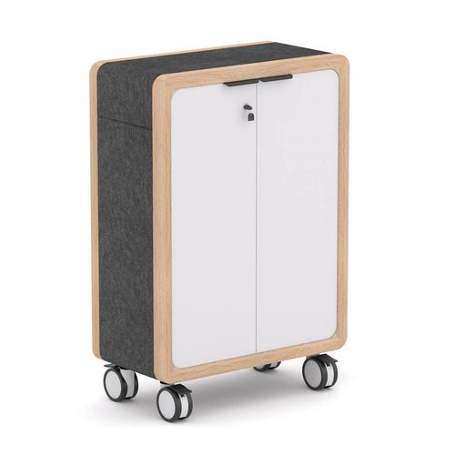 Rover Mobile Cupboard 1320mm H Timber & White with Grey Panelling