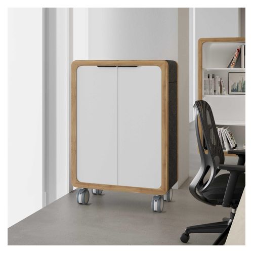 Rover Mobile Cupboard 1320mm H Timber & White with Grey Panelling