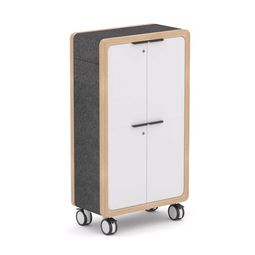 Rover Mobile Locker 1620mm H Timber & White with Gray Panelling