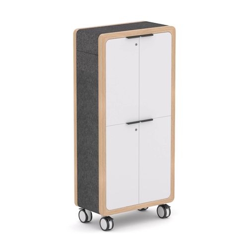 Rover Mobile Locker 1920mm H Timber & White with Gray Panelling