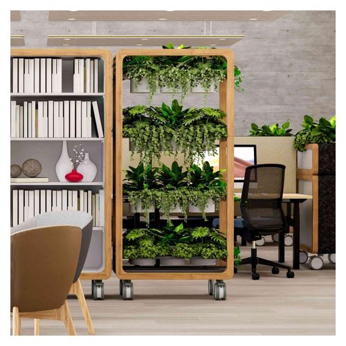 Rover Mobile Planter 1620mm H Timber & White with Gray Panelling