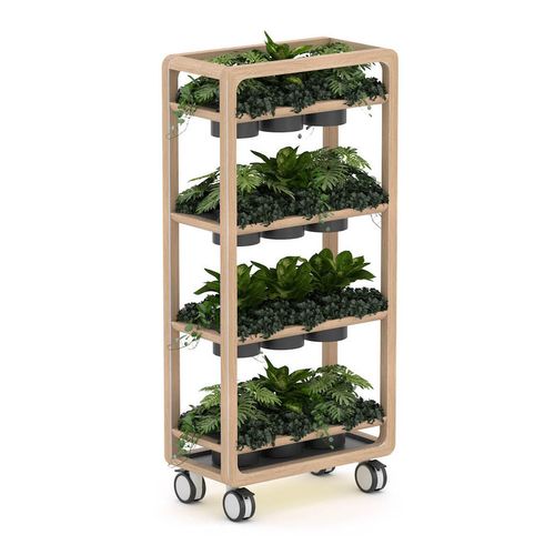 Rover Mobile Planter 1920mm H Timber & White with Gray Panelling