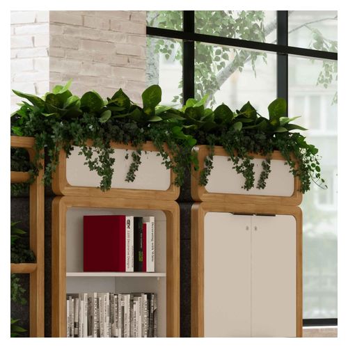 Rover Mobile Planter Box 1650mm W Timber & White with Gray Panelling