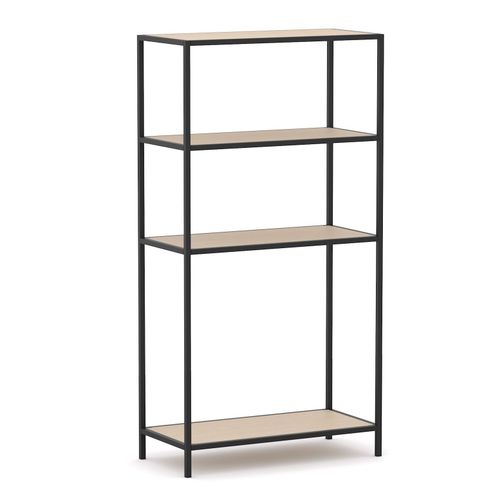 Rhodes Modular Shelf 1-Bay Configuration Black Frame W840mm x D400mm x H1617mm Nordic Maple