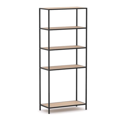 Rhodes Modular Shelf 1-Bay Configuration Black Frame W840mm x D400mm x H2000mm New Oak Ravine