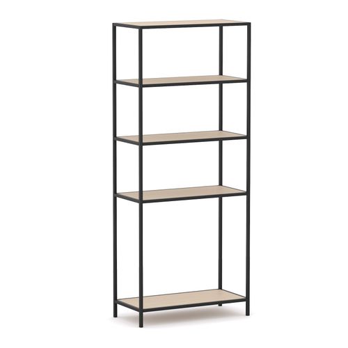 Rhodes Modular Shelf 1-Bay Configuration Black Frame W840mm x D400mm x H2000mm Nordic Maple