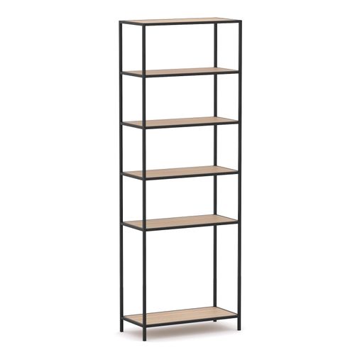 Rhodes Modular Shelf 1-Bay Configuration Black Frame W840mm x D400mm x H2383mm New Oak Ravine