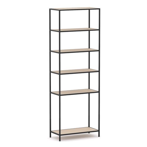 Rhodes Modular Shelf 1-Bay Configuration Black Frame W840mm x D400mm x H2383mm Nordic Maple