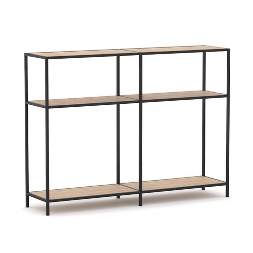 Rhodes Modular Shelf 2-Bay Configuration Black Frame W1660mm x D400mm x H1234mm New Oak Ravine
