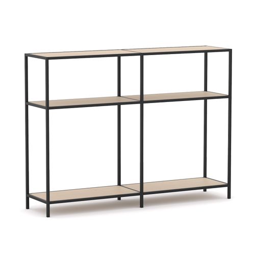 Rhodes Modular Shelf 2-Bay Configuration Black Frame W1660mm x D400mm x H1234mm Nordic Maple