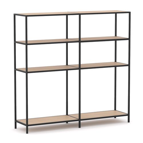 Rhodes Modular Shelf 2-Bay Configuration Black Frame W1660mm x D400mm x H1617mm New Oak Ravine