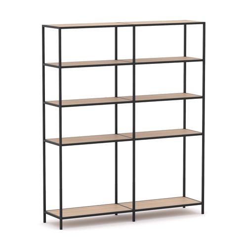 Rhodes Modular Shelf 2-Bay Configuration Black Frame W1660mm x D400mm x H2000mm New Oak Ravine