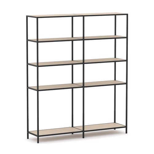 Rhodes Modular Shelf 2-Bay Configuration Black Frame W1660mm x D400mm x H2000mm Nordic Maple
