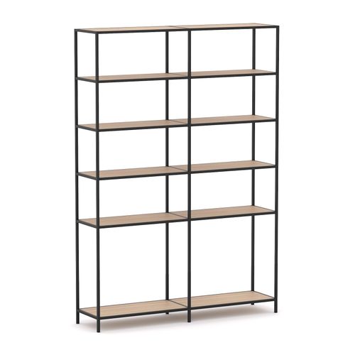 Rhodes Modular Shelf 2-Bay Configuration Black Frame W1660mm x D400mm x H2383mm New Oak Ravine