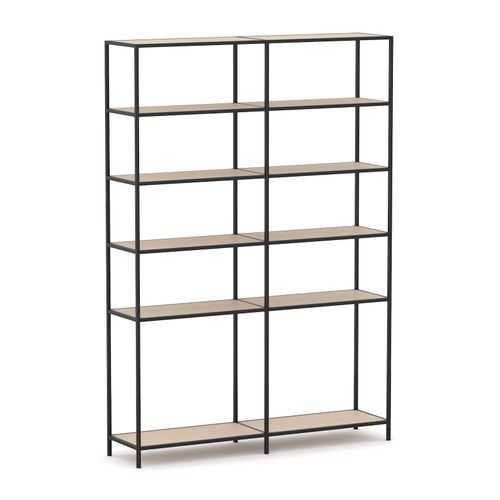 Rhodes Modular Shelf 2-Bay Configuration Black Frame W1660mm x D400mm x H2383mm Nordic Maple
