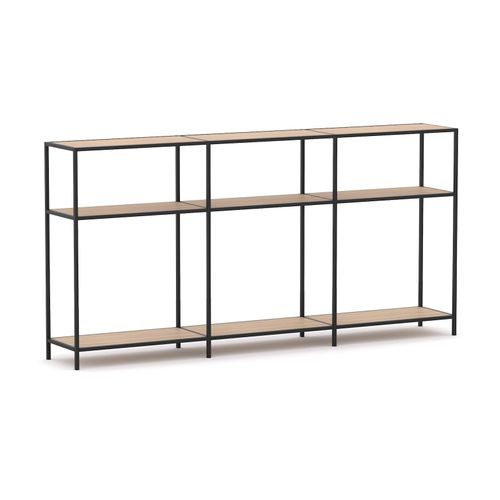 Rhodes Modular Shelf 3-Bay Configuration Black Frame W2480mm x D400mm x H1234mm New Oak Ravine