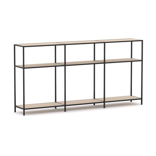 Rhodes Modular Shelf 3-Bay Configuration Black Frame W2480mm x D400mm x H1234mm Nordic Maple