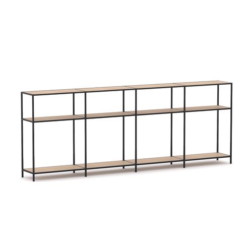 Rhodes Modular Shelf 4-Bay Configuration Black Frame W3300mm x D400mm x H1234mm New Oak Ravine