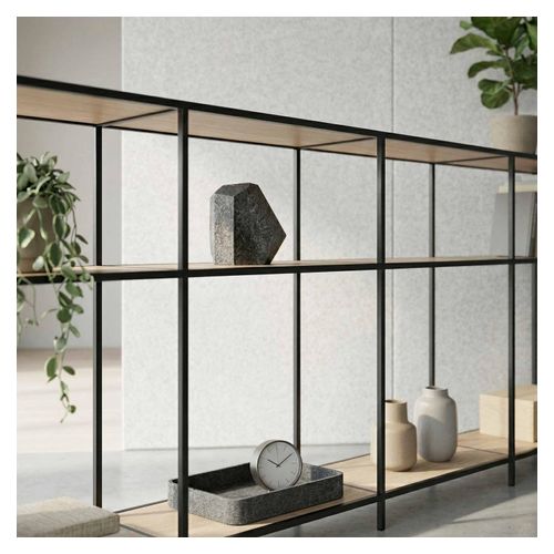 Rhodes Modular Shelf 4-Bay Configuration Black Frame W3300mm x D400mm x H1234mm New Oak Ravine